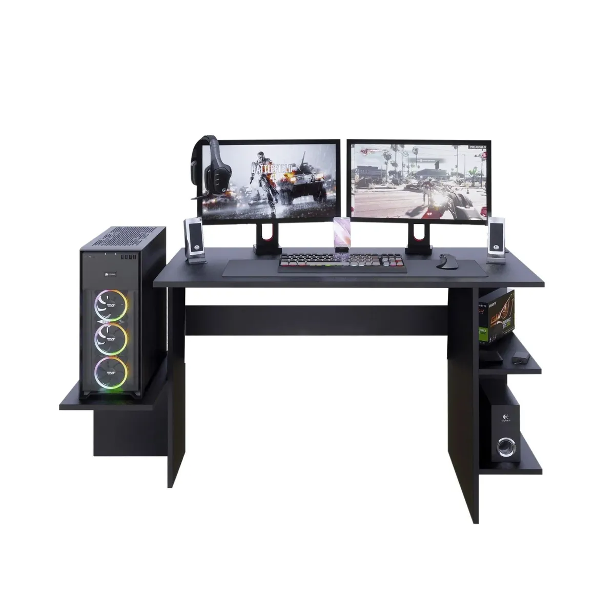 PELIKANO - Escritorio gamer 136 cm negro Innovaciones Lumik