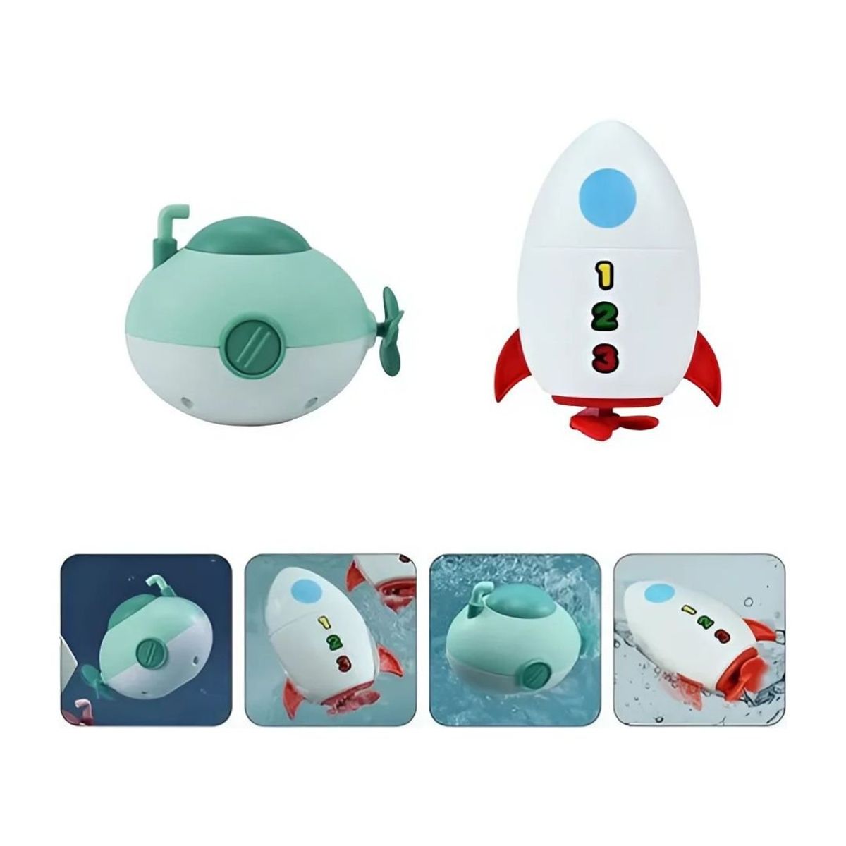 GENERICO - Set Juguete de Bañera Cohete Espacial y Submarino