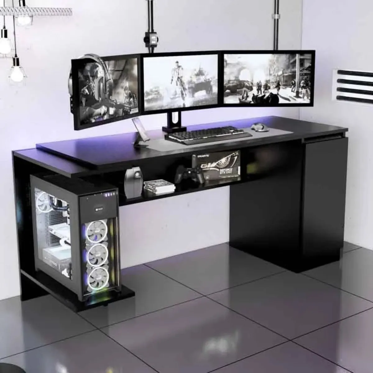 PELIKANO - Escritorio gamer 140 cm negro Innovaciones Lumik