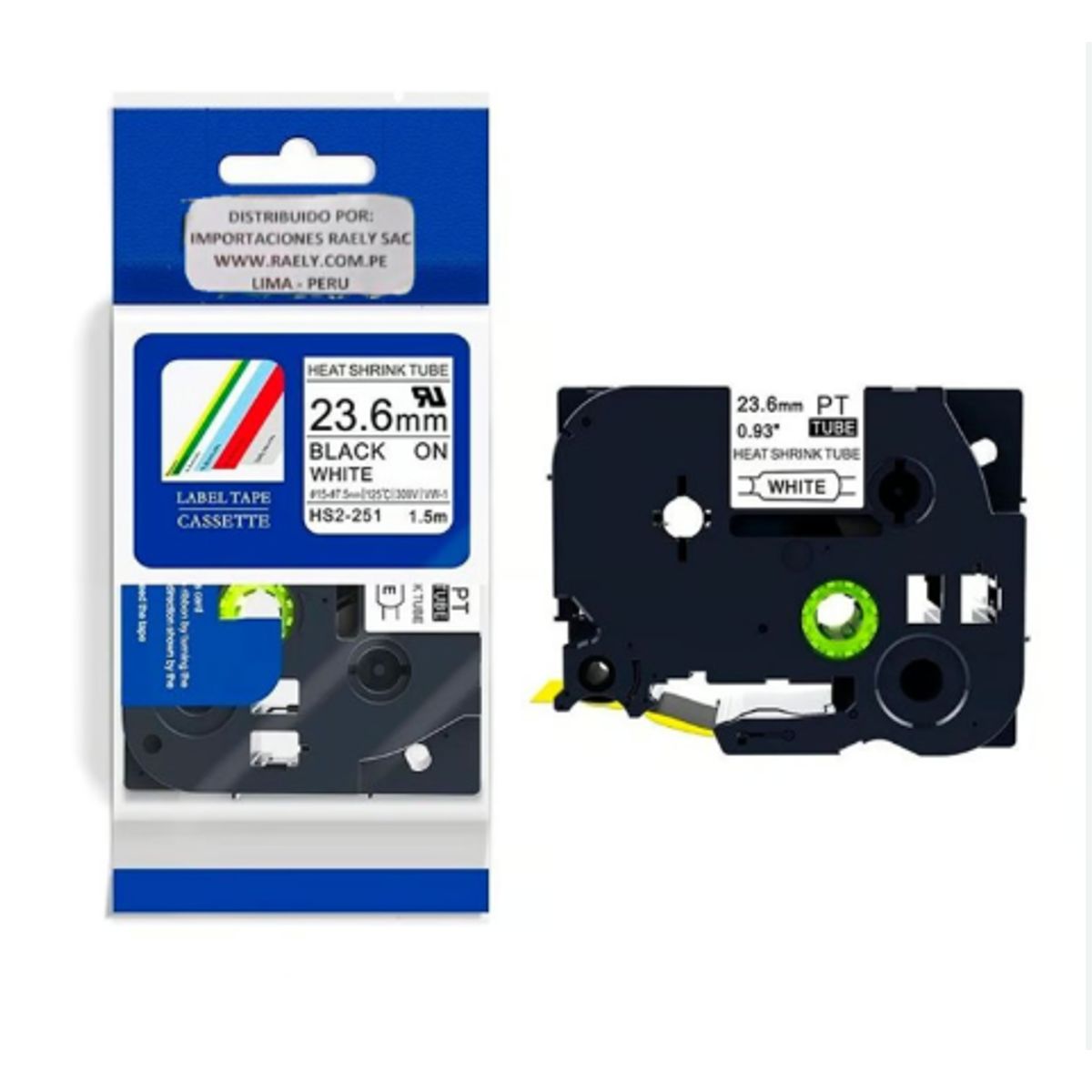 GENERICO - CINTA BROTHER COMPATIBLE HS2-251 23-6MM LETRA NEGRO SOBRE BLANCO