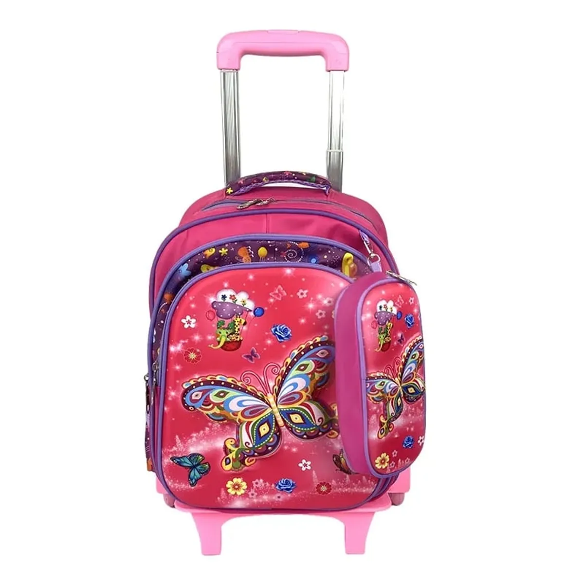 GENERICO - Makeway - Mochila Mariposa con 6 ruedas escaladoras con cartuchera