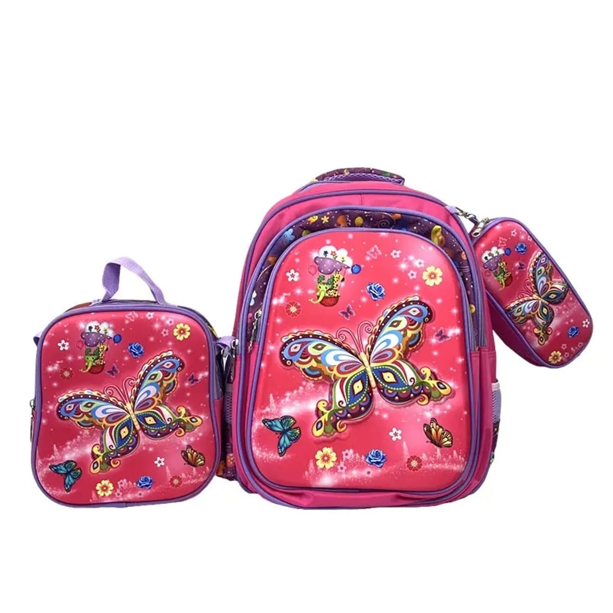 GENERICO - Makeway - Mochila Mariposa con 6 ruedas escaladoras con cartuchera