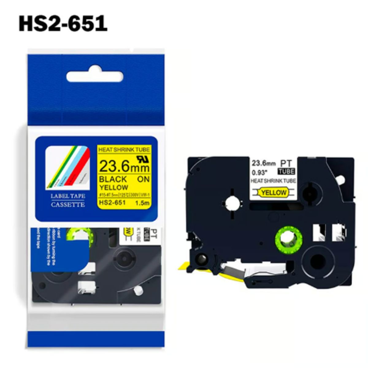 GENERICO - CINTA BROTHER COMPATIBLE HS2-651 23-6MM LETRA NEGRO SOBRE AMARILLO