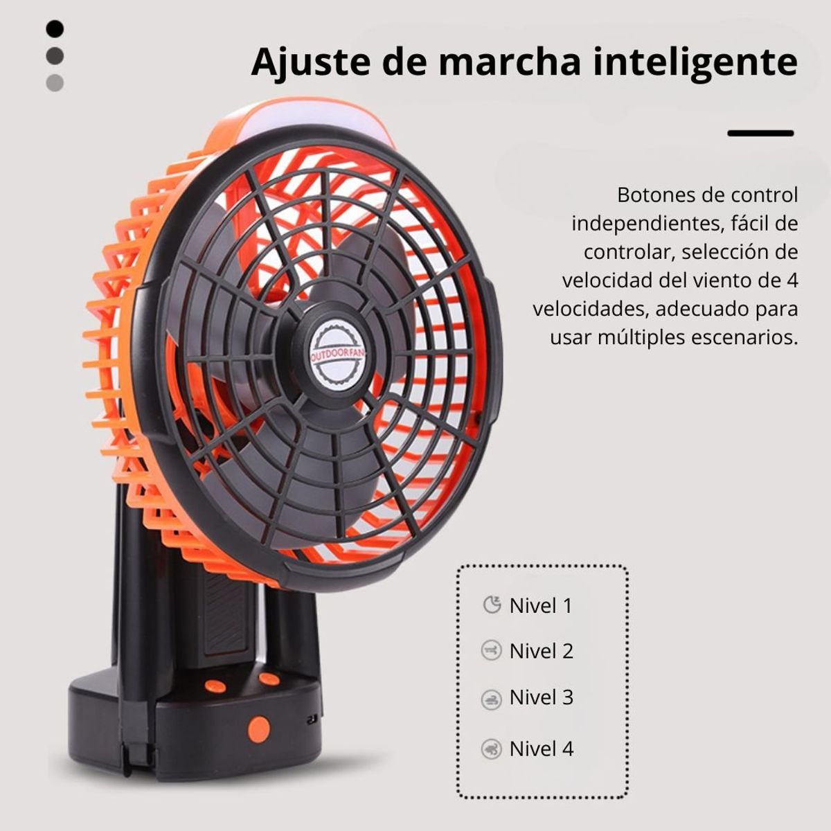 GENERICO - Ventilador de Camping Recargable con Trípode Luz Led con Gancho FS-X6