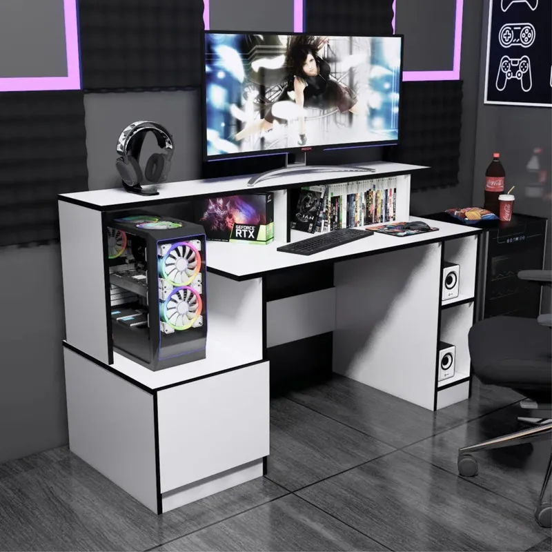 PELIKANO - Escritorio gamer 150 cm blanco Innovaciones Lumik