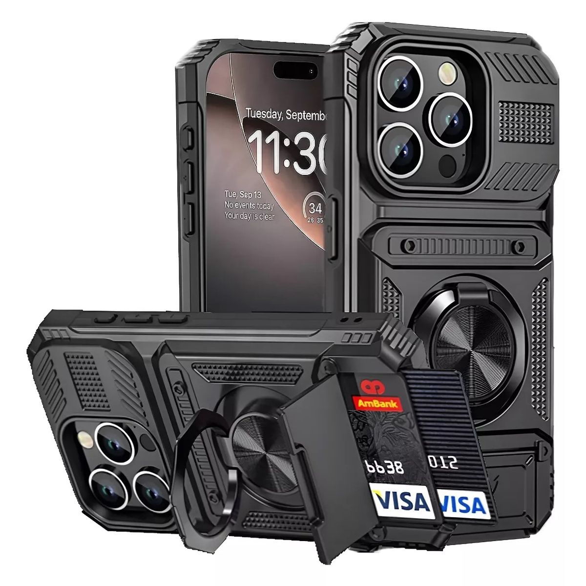 OEM - Carcasa Para iPhone 16 Pro Max Tarjetero Anillo Magnético Holder