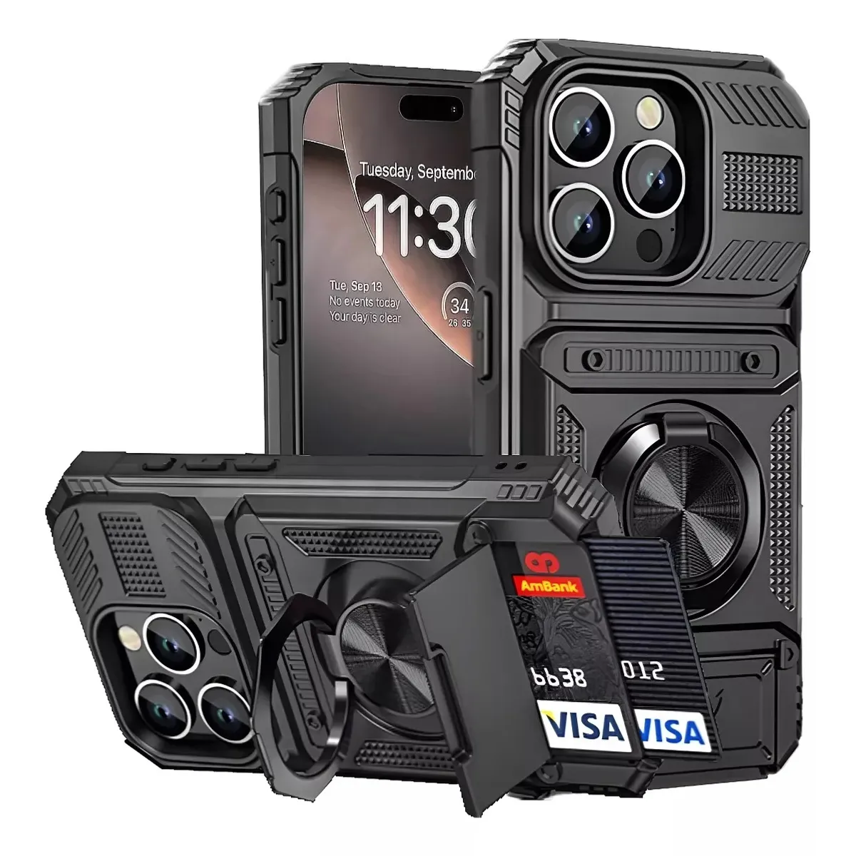 OEM - Carcasa Para iPhone 16 Pro Max Tarjetero Anillo Magnético Holder