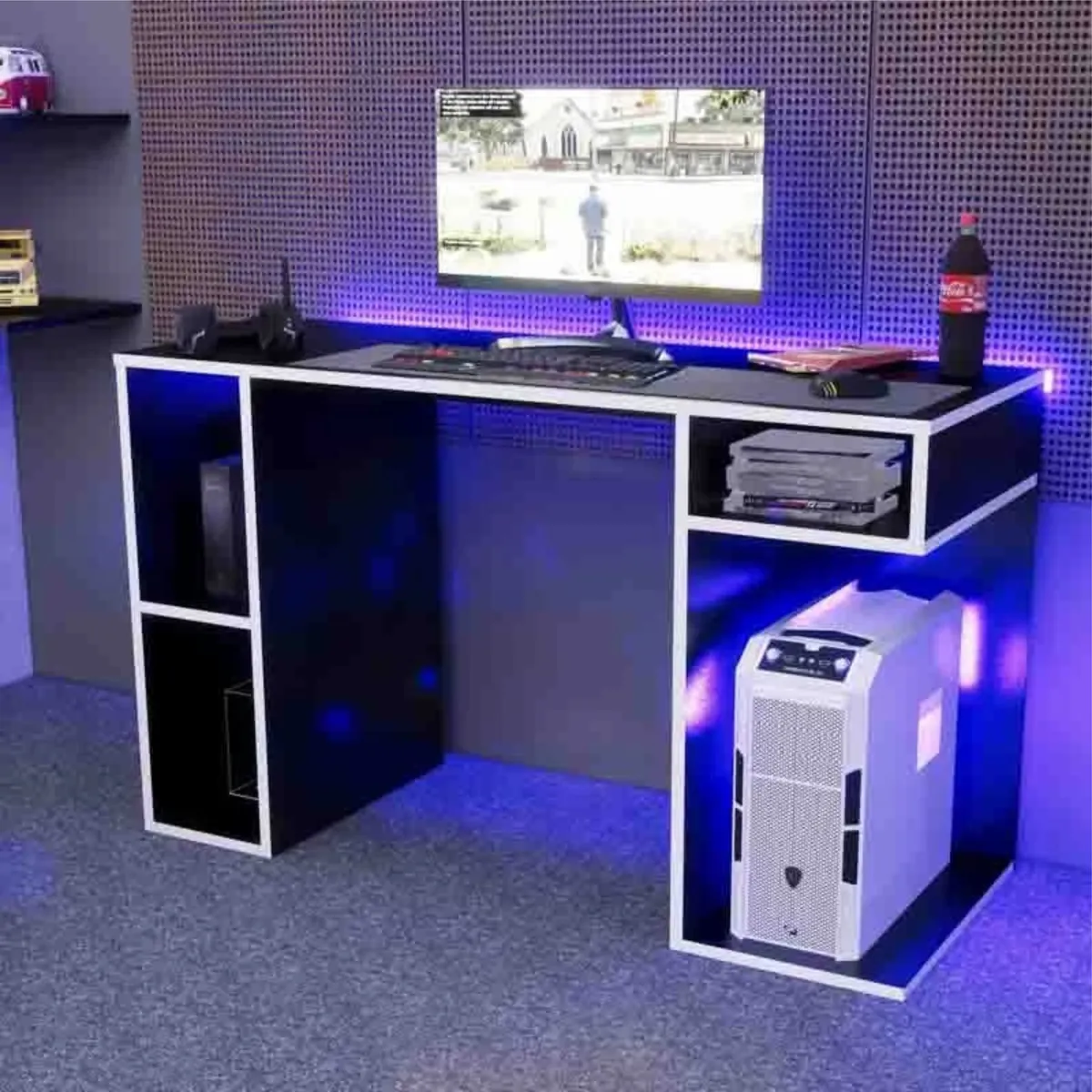 PELIKANO - Escritorio gamer 120 cm negro Innovaciones Lumik