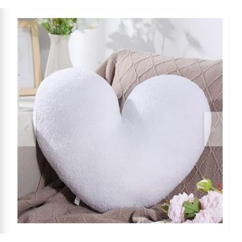 GENERICO - COJIN CORAZON PELO CORTO 35X35 BLANCO