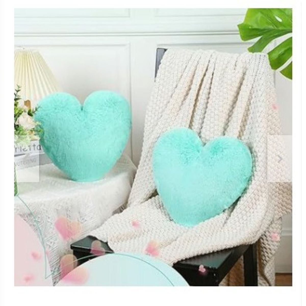 GENERICO - COJIN CORAZON PELO CORTO 35X35 verde jade