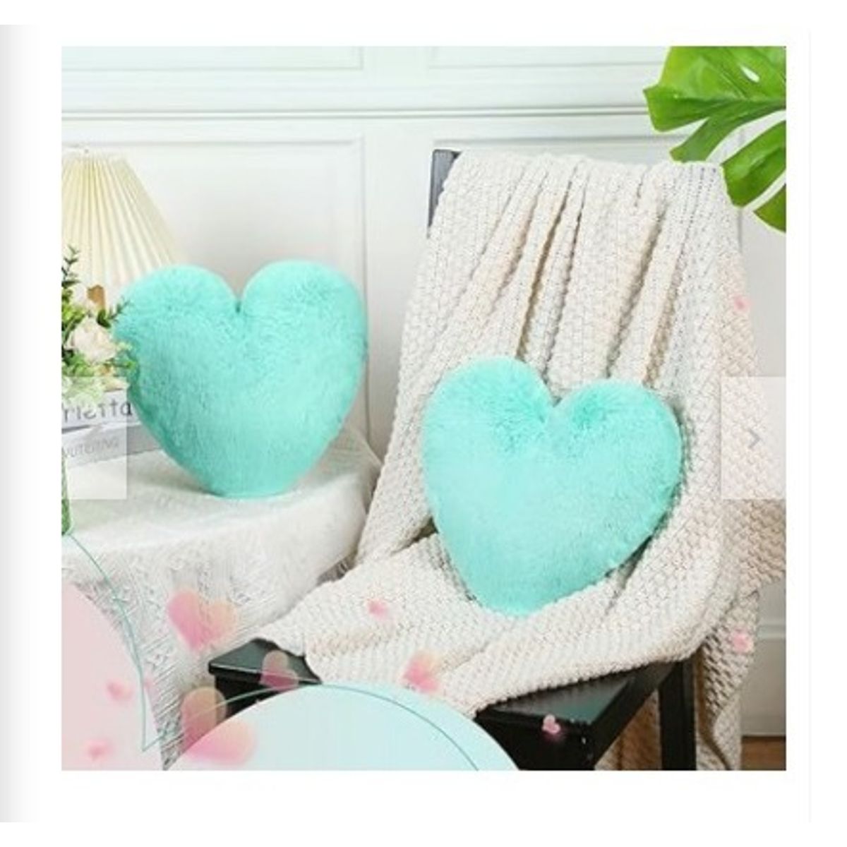 GENERICO - COJIN CORAZON PELO CORTO 35X35 verde jade