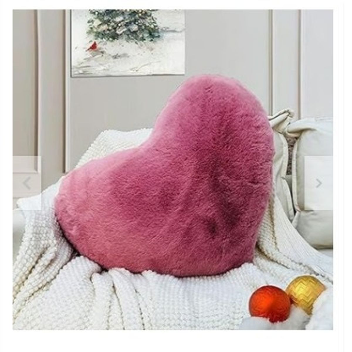 GENERICO - COJIN CORAZON PELO CORTO 35X35 palo rosa