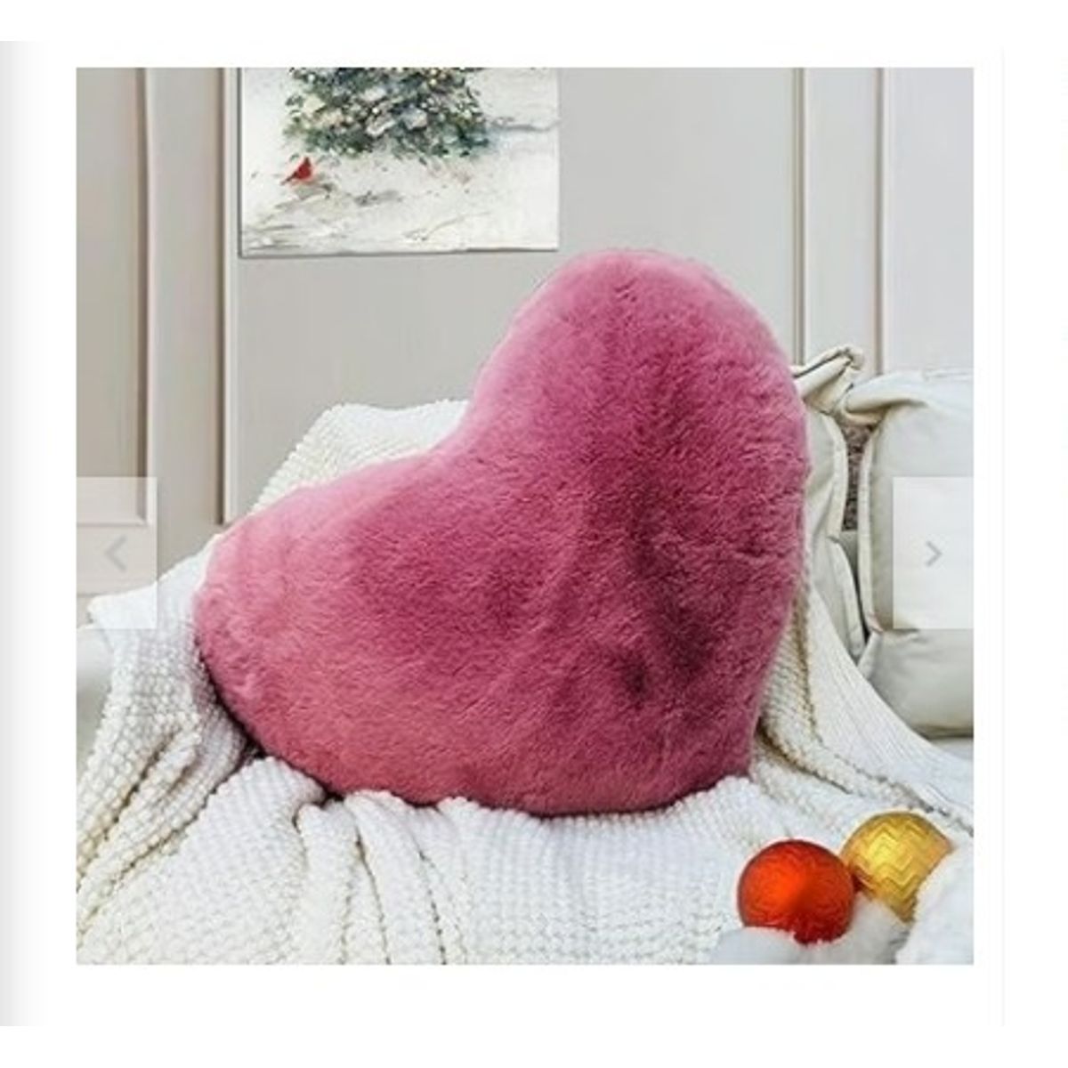 GENERICO - COJIN CORAZON PELO CORTO 35X35 palo rosa