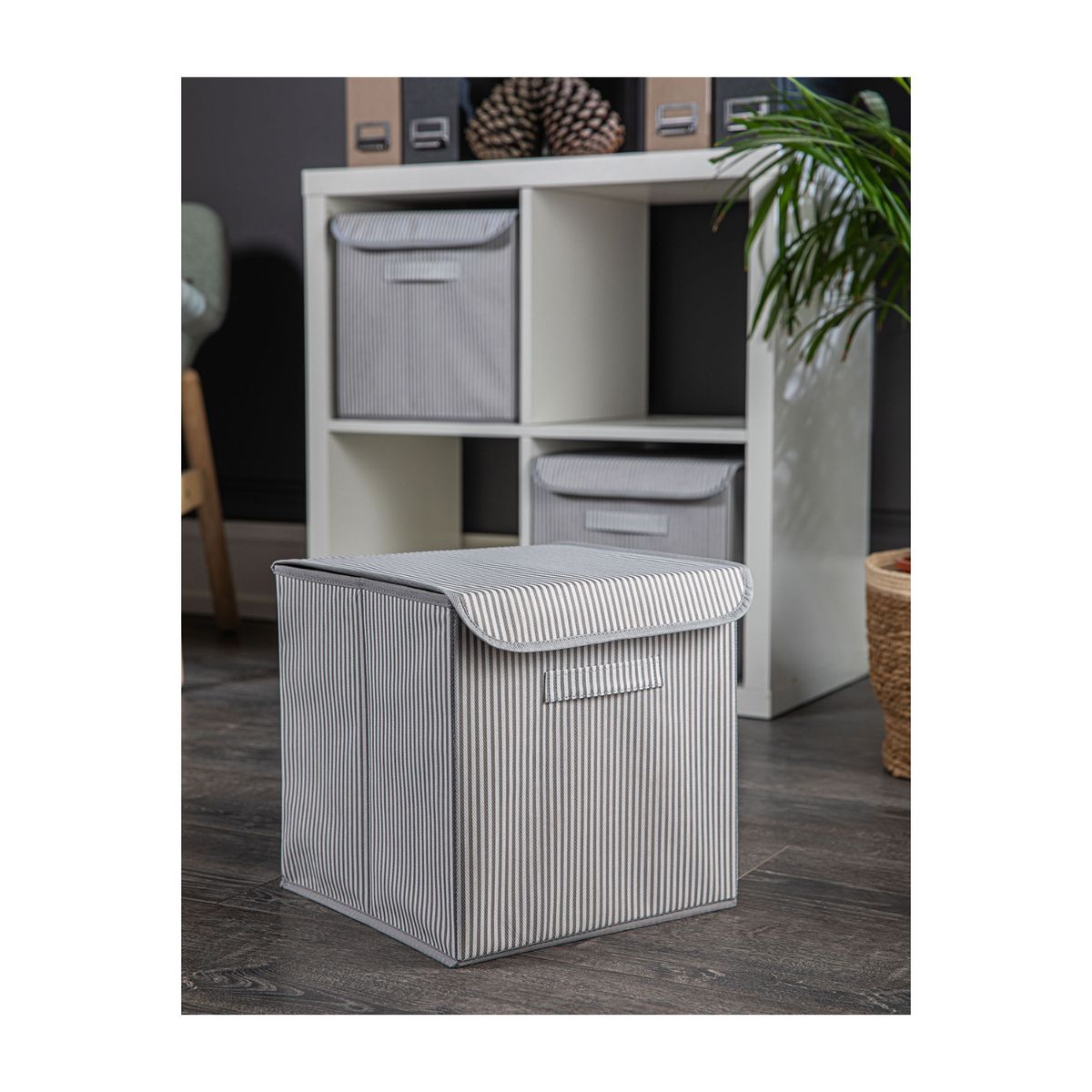 DORELINE - Caja plegable con tapa color plomo 29x29x30