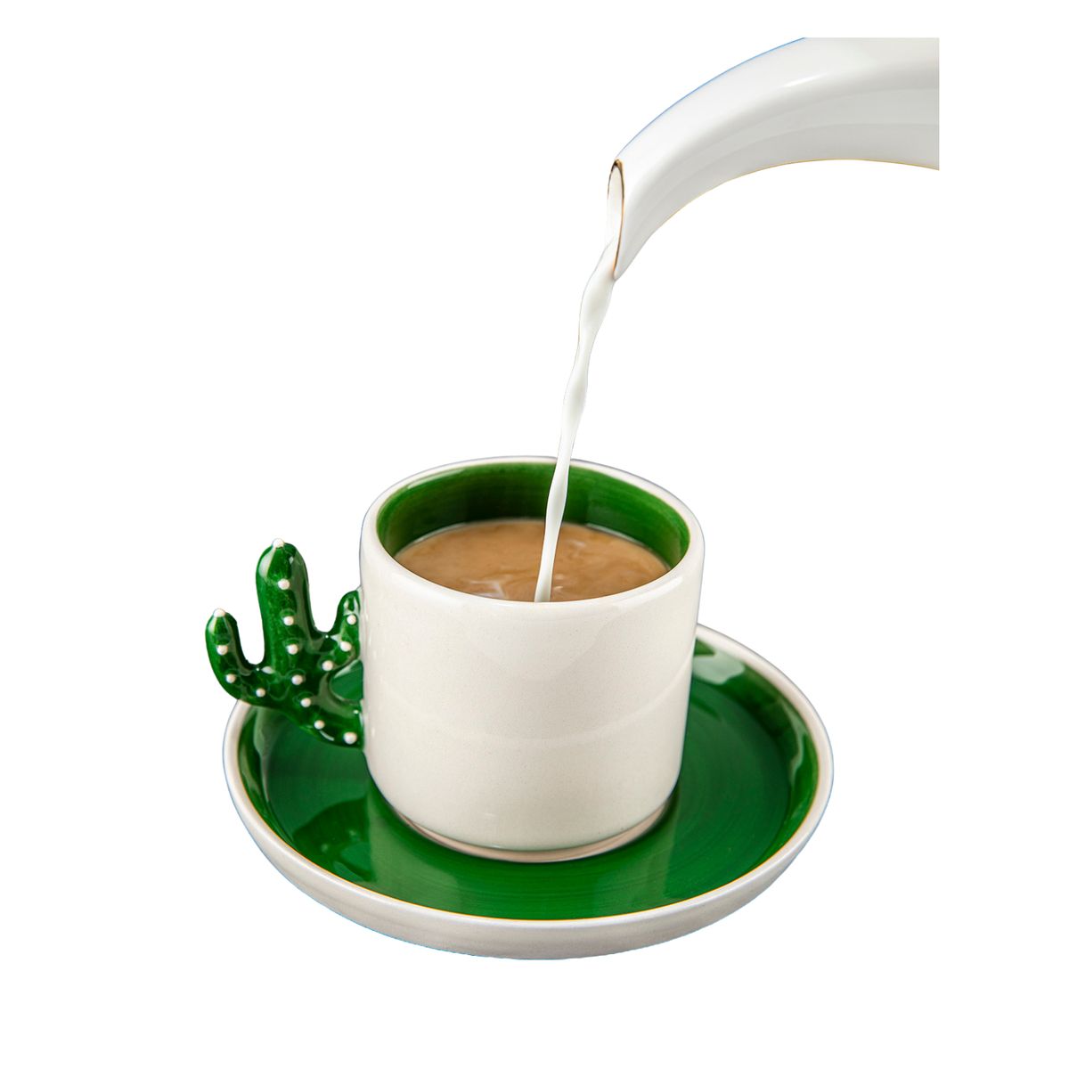 DORELINE - Taza para café té hecha a mano cactus verde 180ml pack x 2