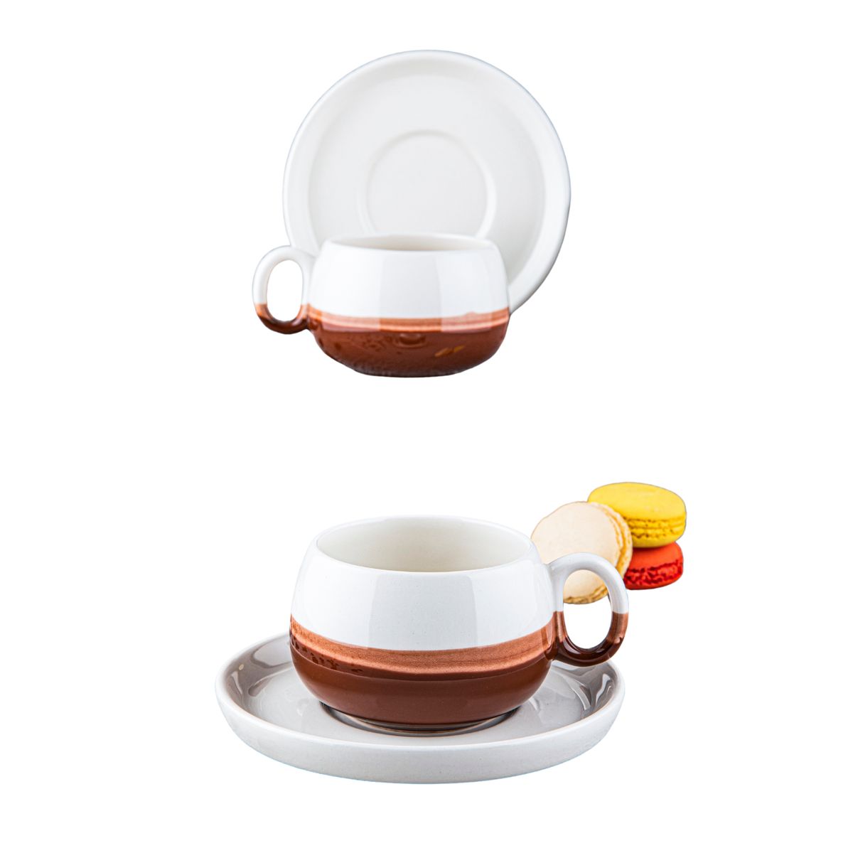 DORELINE - Taza para espresso hecha a mano color marrón 2 juegos