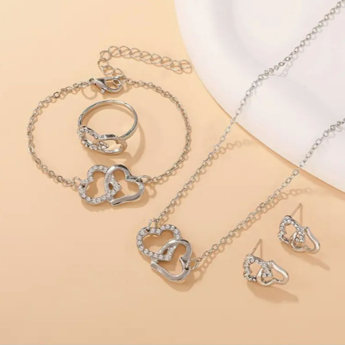 GENERICO - Juego de joyería bohemio en forma de corazón de 5 piezas para mujeres