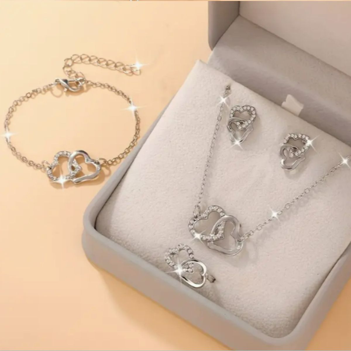 GENERICO - Juego de joyería bohemio en forma de corazón de 5 piezas para mujeres