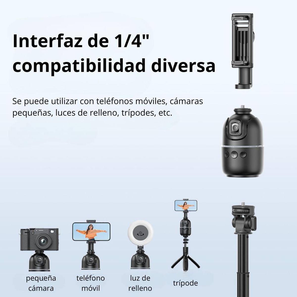 GENERICO - Trípode con Seguimiento de Rostro Automático AI Gimbal Luz RGB TK-P03