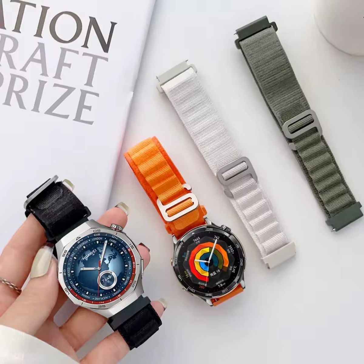 GENERICO - Correa 22mm nylon para Huawei Watch Gt5 Gt5pro Gt4 Gt3 46mm verde