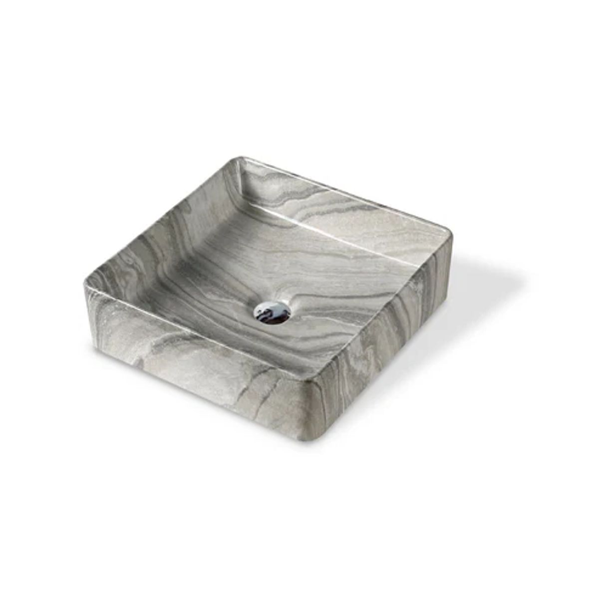FRATELLI - Bowl de Loza Mod Cuadrado Mármol Gris 37x37x13cm