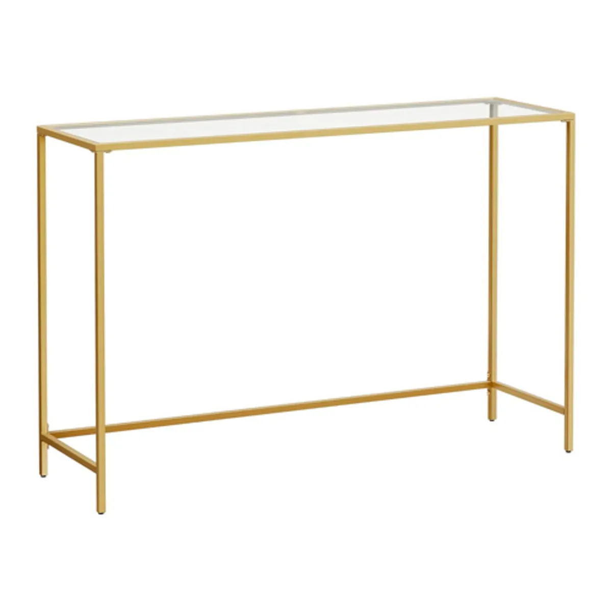 GENERICO - Mesa de Recibidor Moderna con Vidrio Templado y Estructura Dorada