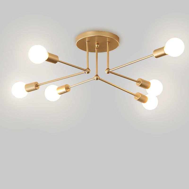 GENERICO - Lámpara de Techo Moderna de 6 Luces con Diseño Minimalista Dorado