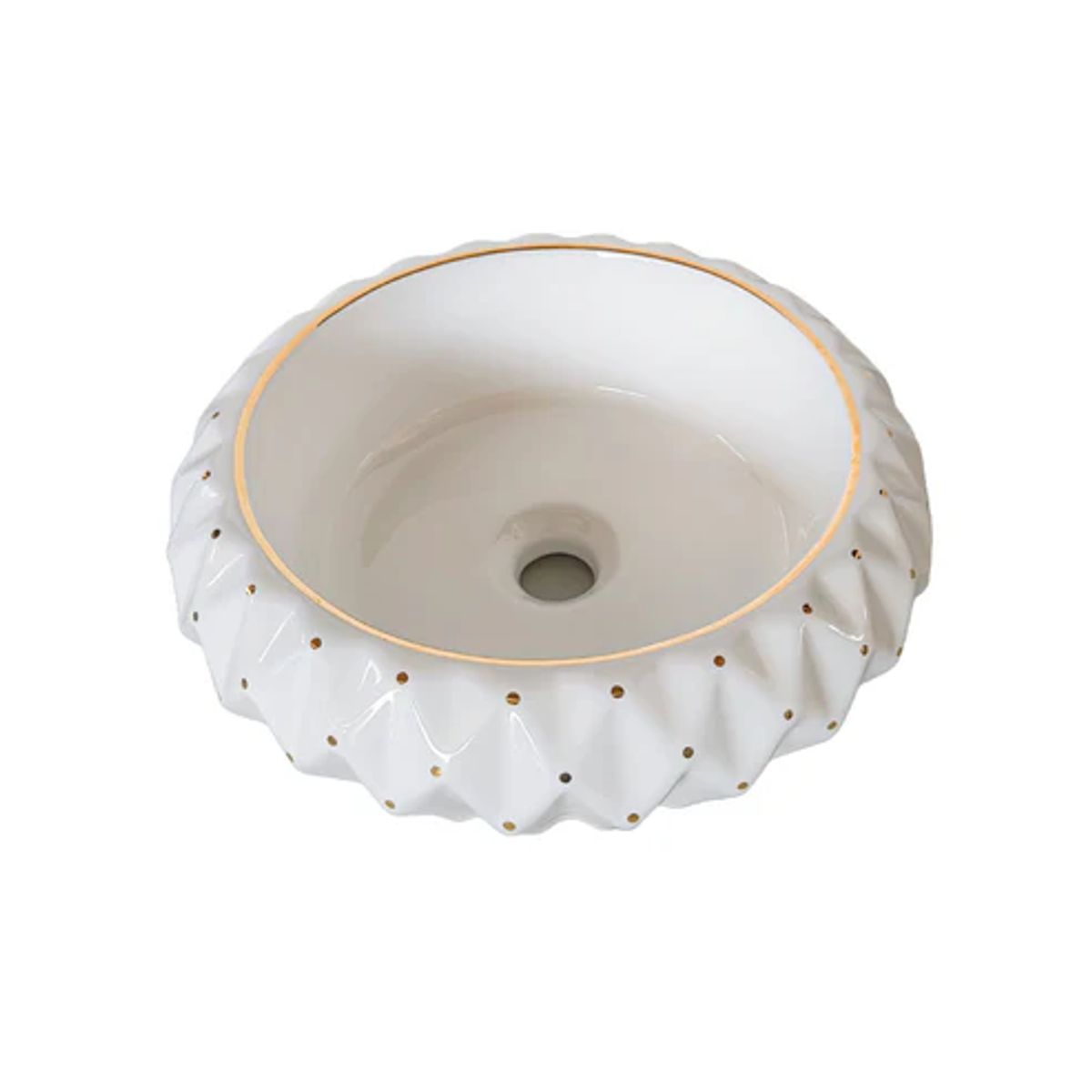 FRATELLI - Bowl de Loza Mod Circular Blanco con Dorado 41x41x15cm