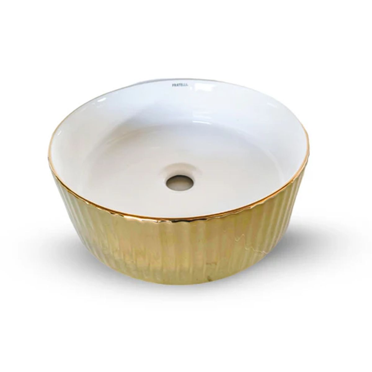 FRATELLI - Bowl de Loza Mod Circular Blanco con Dorado 36x36x12cm