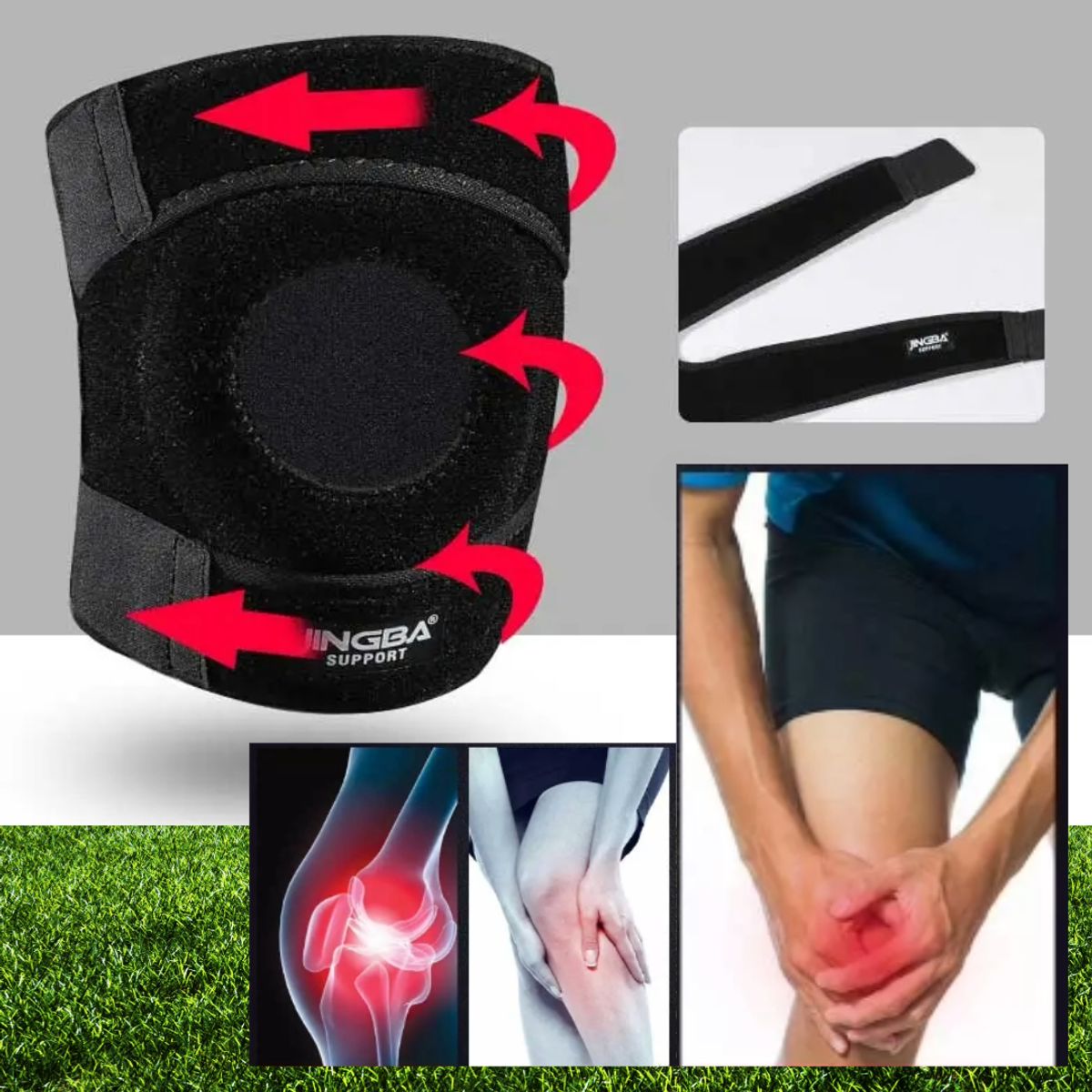 GENERICO - Rodillera Deportiva para Compresion Ajustable con 3 Velcros