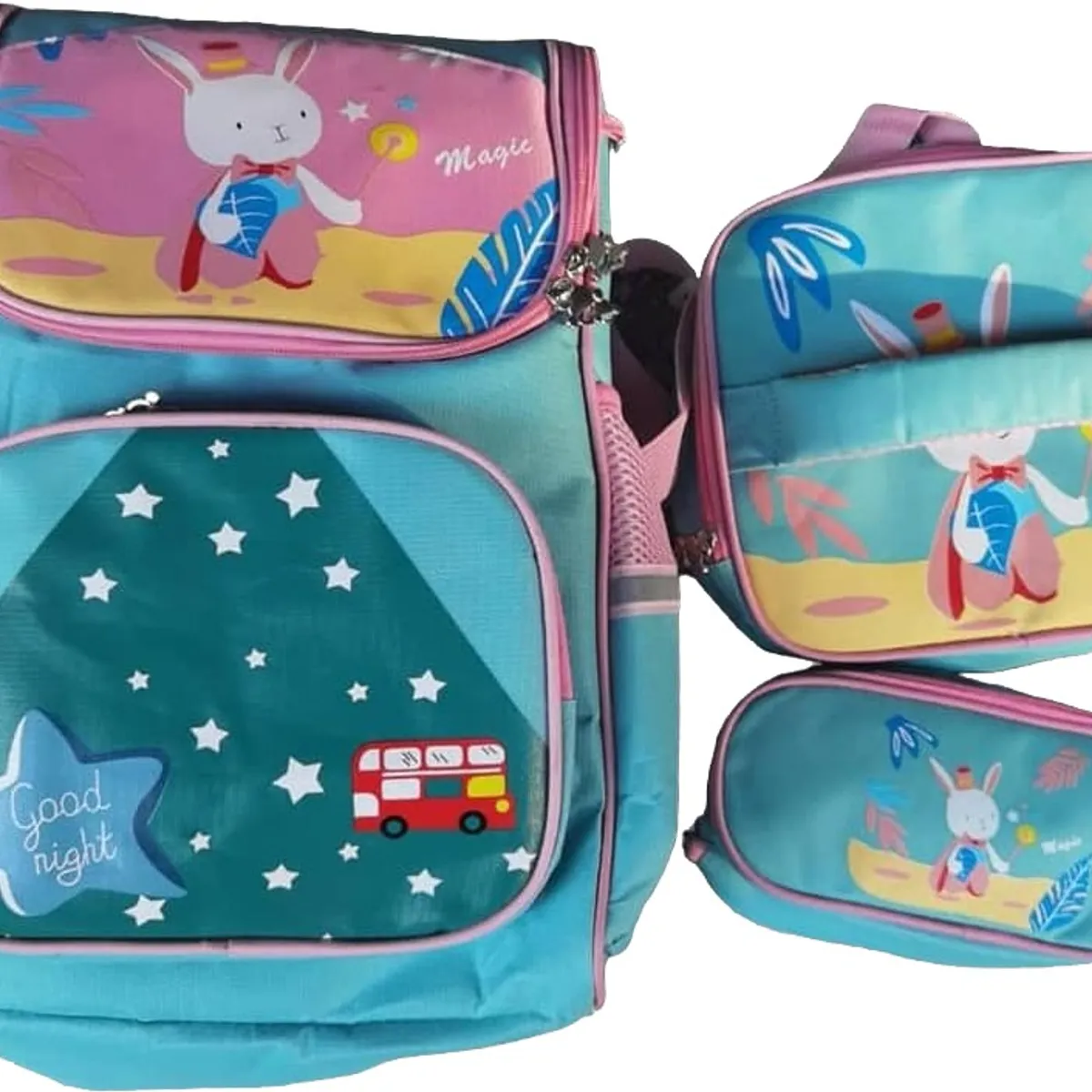 GENERICO - Set Mochila Escolar oficio cartuchera lonchera animalitos