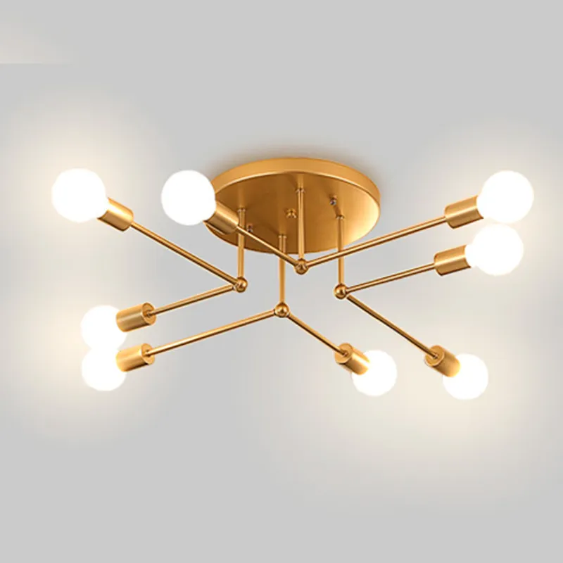 GENERICO - Lámpara de Techo Moderna de 6 Luces con Diseño Minimalista Dorado