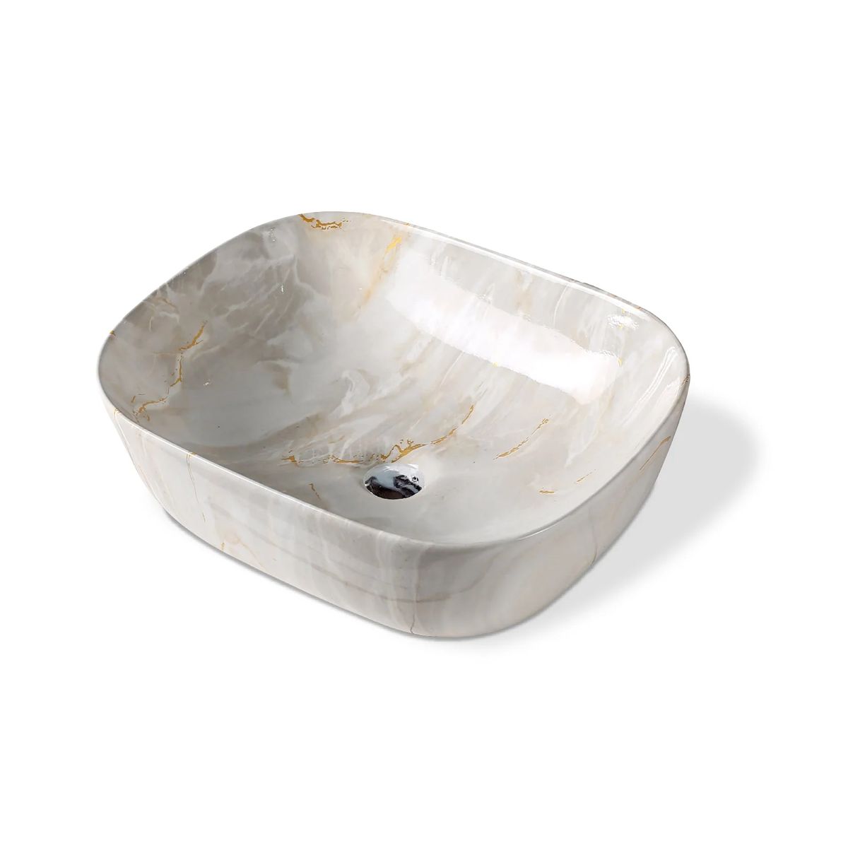 FRATELLI - Bowl de Loza Mod Cuadrado Marmoleado Gris con Bone 50x40x14cm