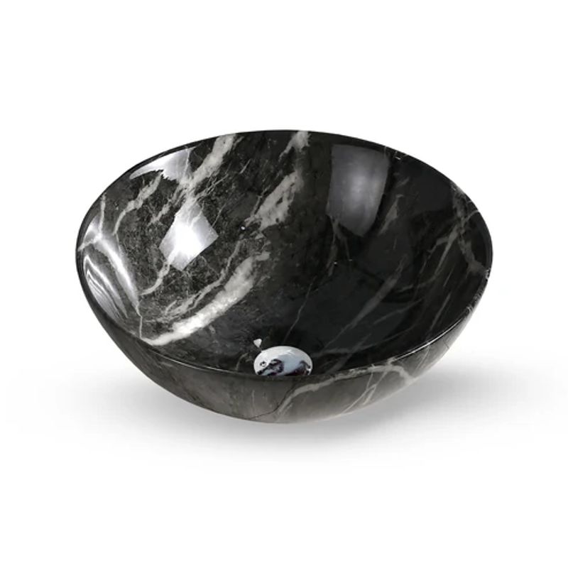 FRATELLI - Bowl de Loza Mod Circular Marmoleado Negro 36x36x14cm
