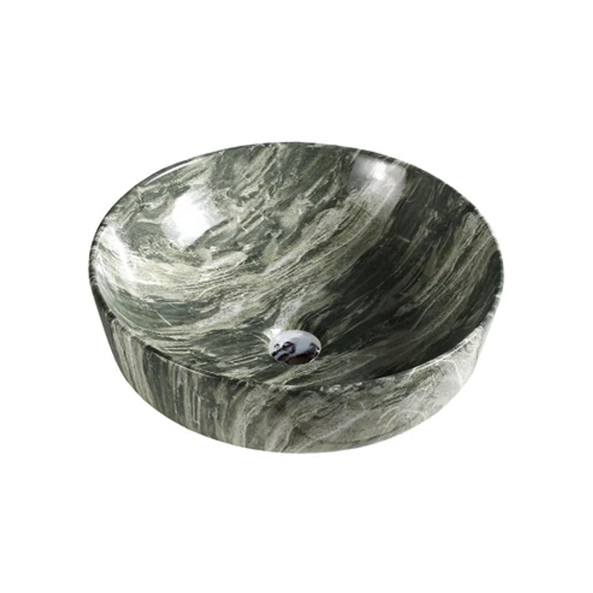 FRATELLI - Bowl de Loza Mod Circular Marmoleado Gris 41x41x13cm