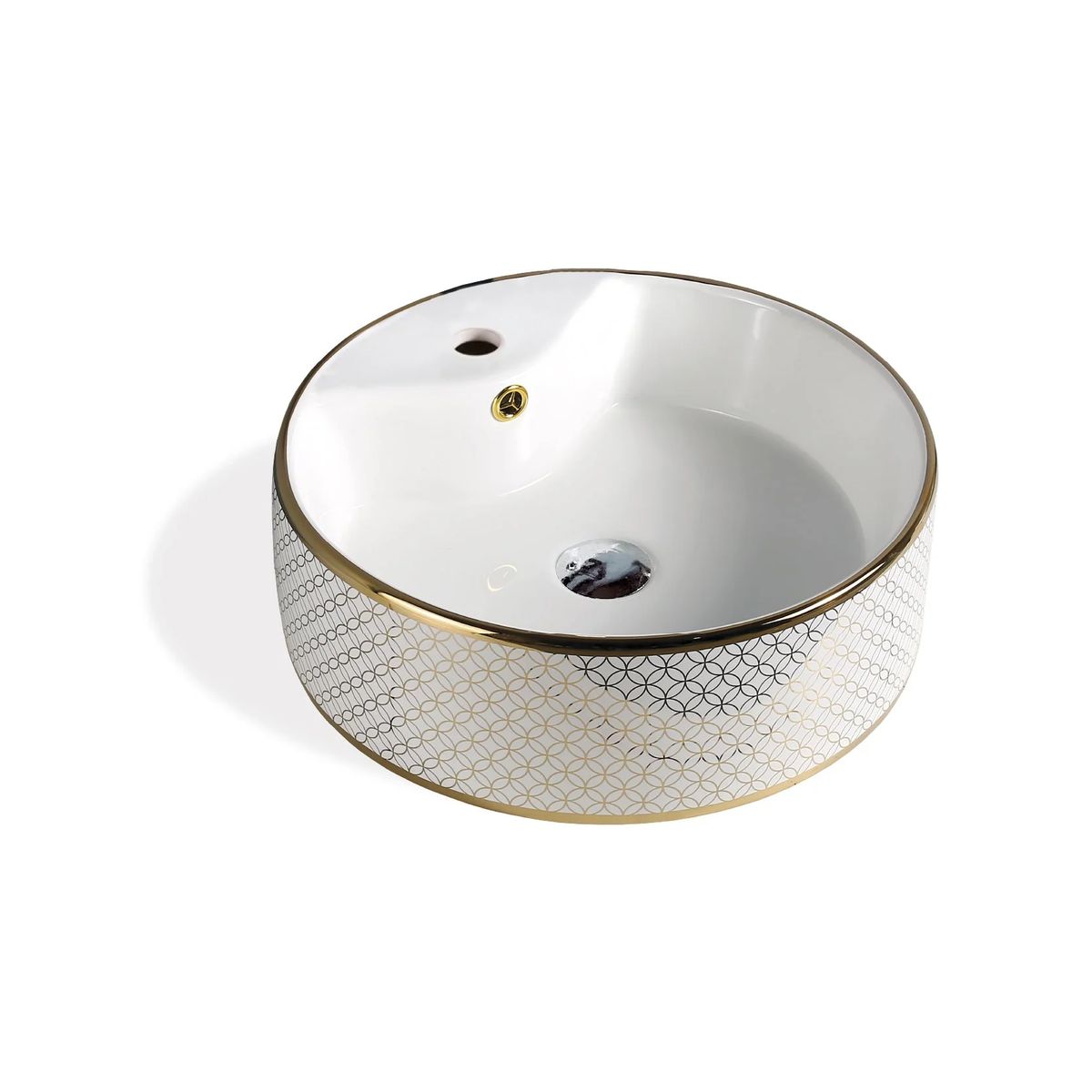 FRATELLI - Bowl de Loza Mod Circular Blanco con Dorado  46x46x15cm