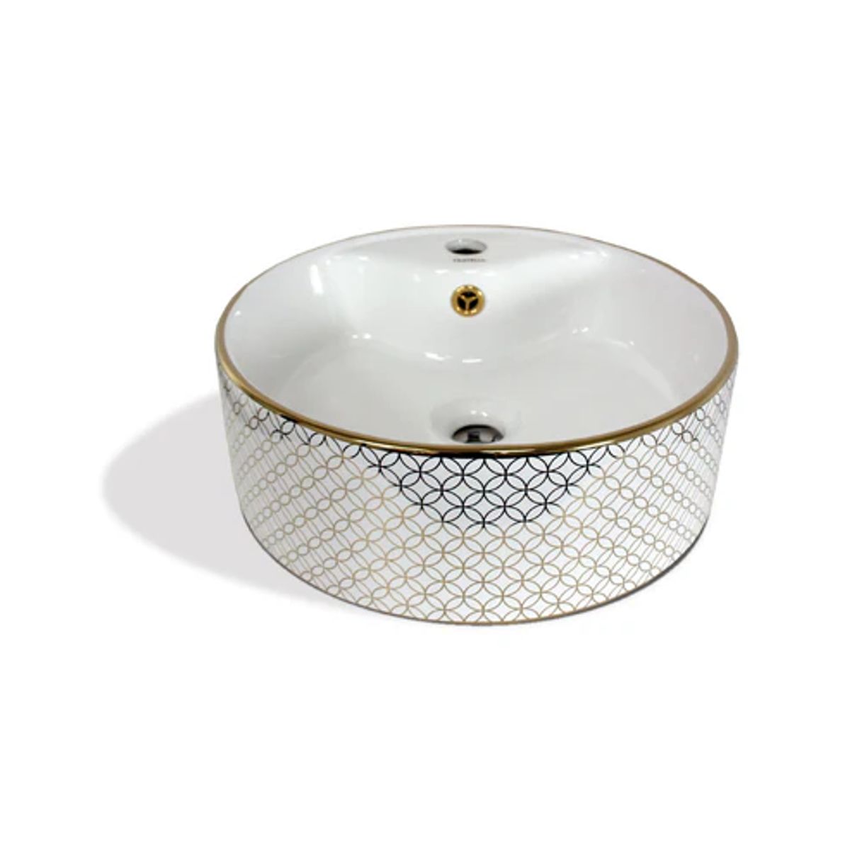 FRATELLI - Bowl de Loza Mod Circular Blanco con Dorado  42x42x17cm