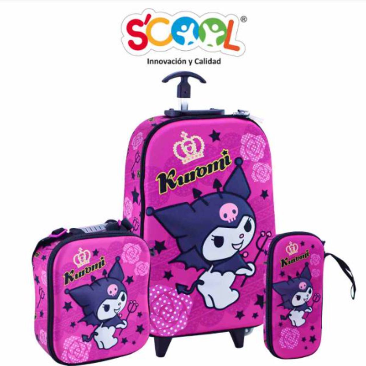 GENERICO - packPack de Maleta+lonchera+cartuchera Kuromi