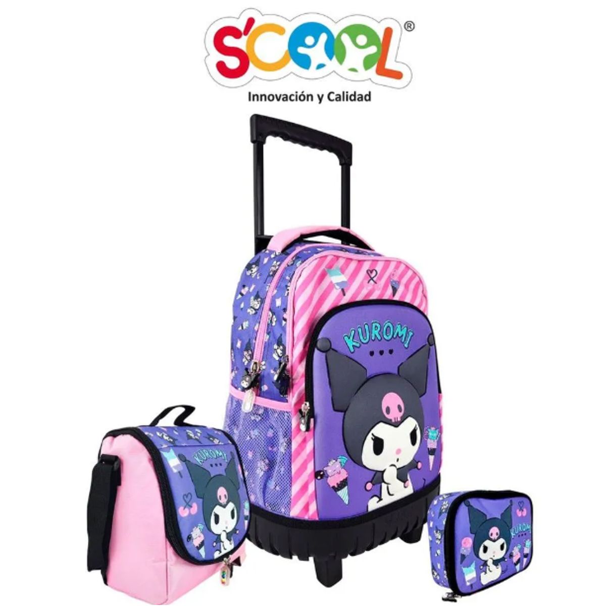 GENERICO - packPack de Maleta+lonchera+cartuchera Kuromi