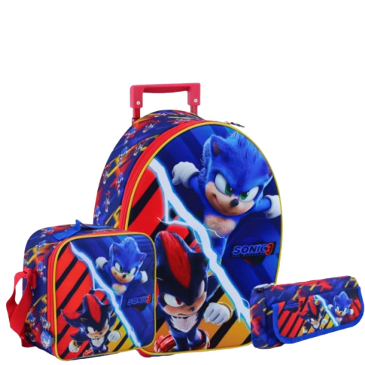 GENERICO - packPack de Maleta+lonchera+cartuchera Sonic