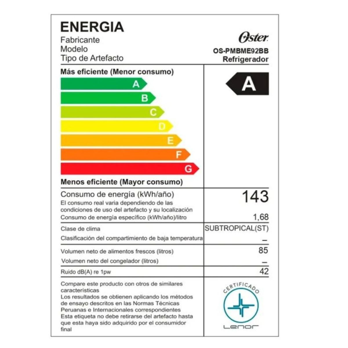 OSTER - FRIGOBAR OSTER 85L NEGRO OS PMBME92BB