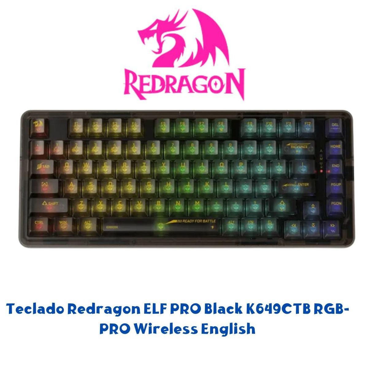 REDRAGON - Teclado Redragon ELF PRO Black K649CTB RGB-PRO Wireless English