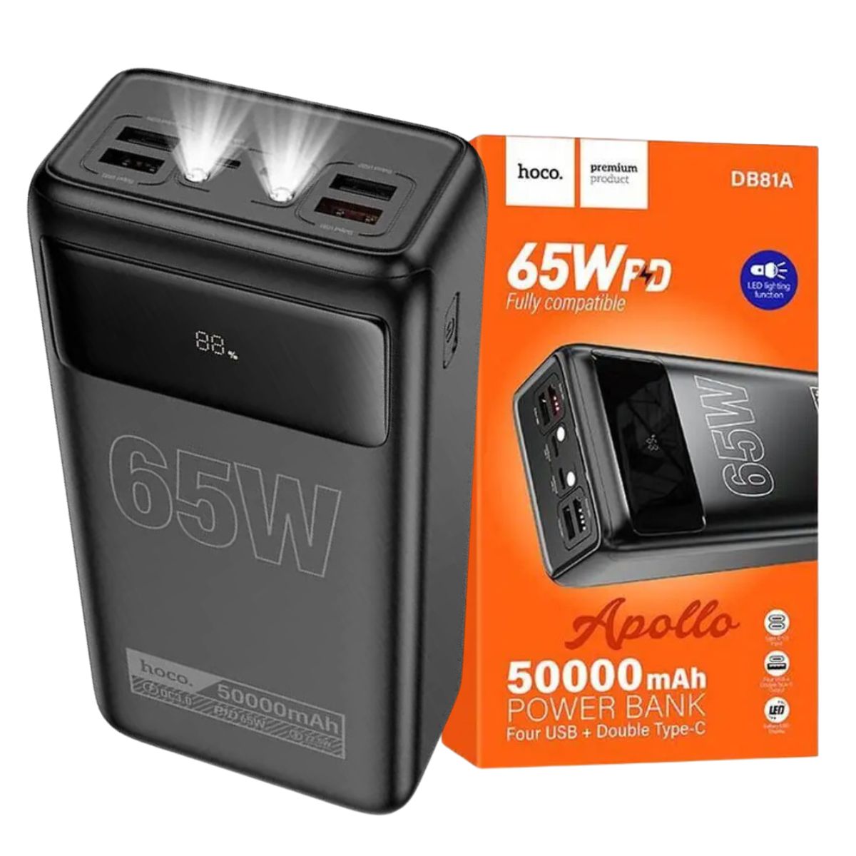 HOCO - Power Bank Cargador Portatil 50000 MAH Carga Rapida 65W HOCO DB81A