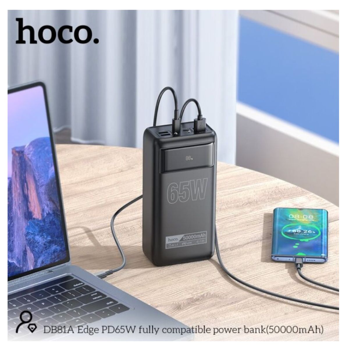 HOCO - Power Bank Cargador Portatil 50000 MAH Carga Rapida 65W HOCO DB81A