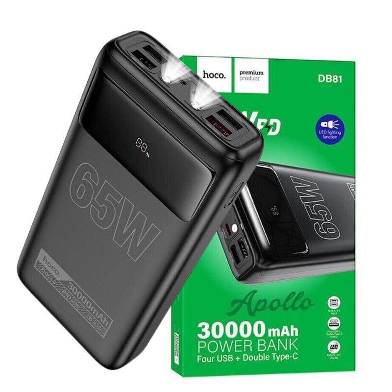 HOCO - Power Bank Cargador Portatil 30000 MAH Carga Rapida 65W HOCO DB81