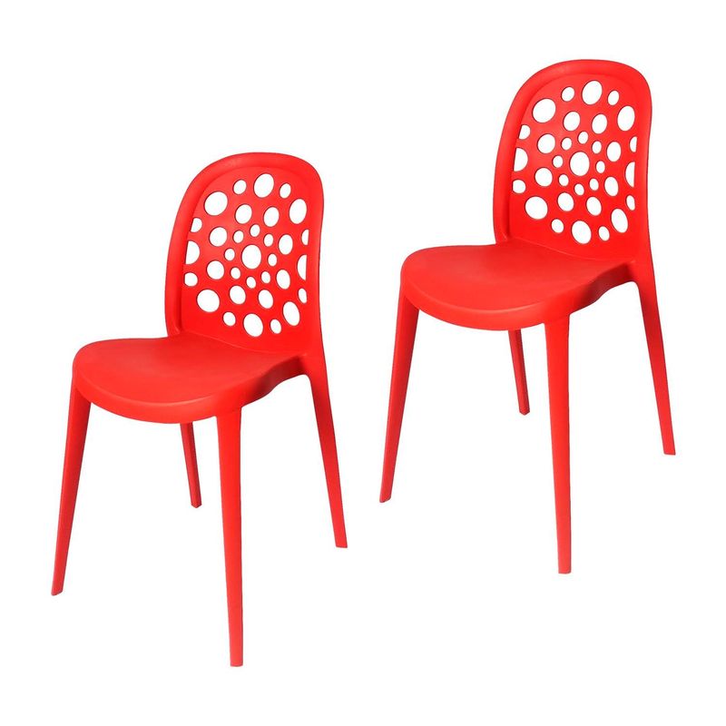 ARKIMUEBLES - Silla de polipropileno modelo Sabrina rojo - set x 2 sillas