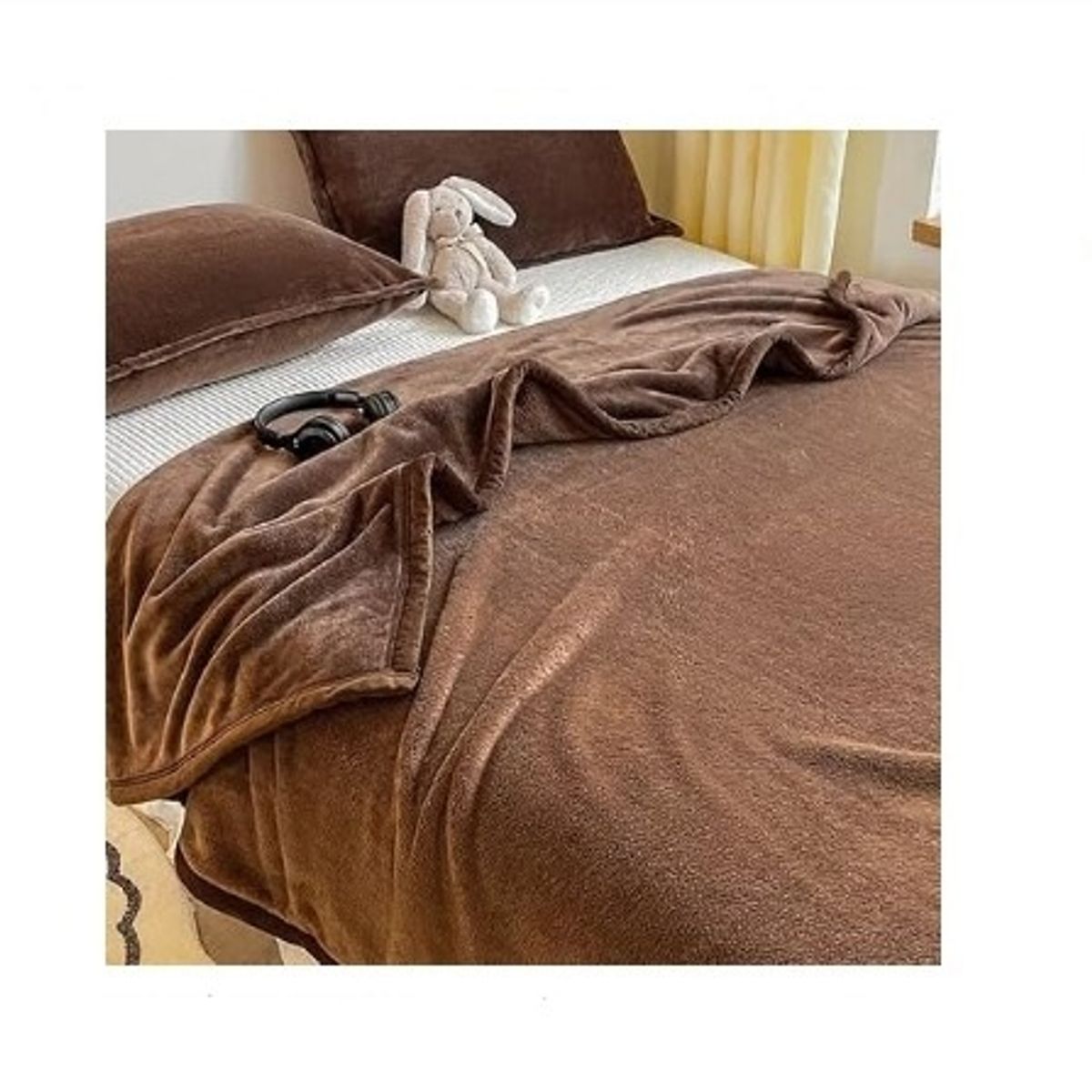 GENERICO - Manta 2 plazas arrullo de felpa de terciopelo suave Marrón