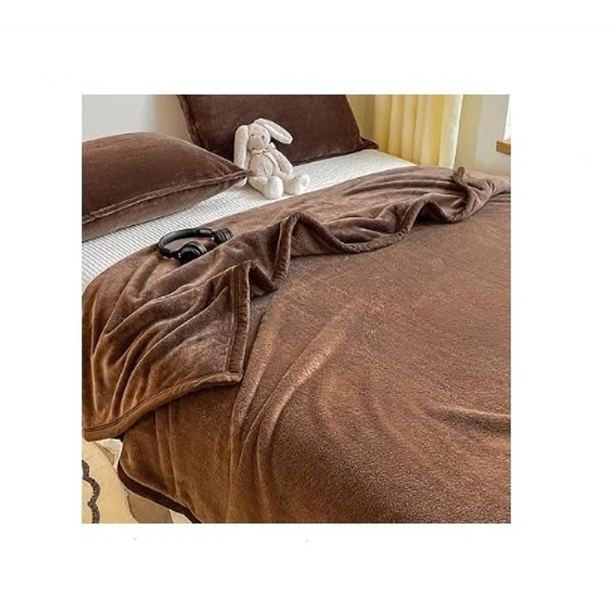 GENERICO - Manta 2 plazas arrullo de felpa de terciopelo suave Marrón
