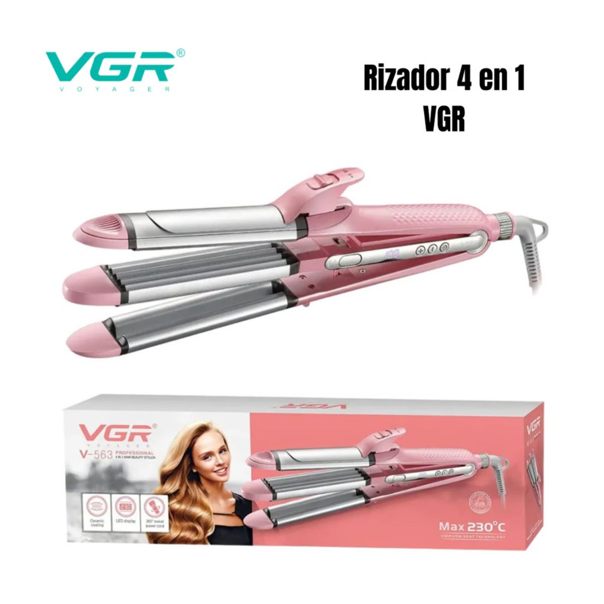 SEISA - Rizadora Profesional Ondulador para Cabello 3 Cabezales Barriles VGR