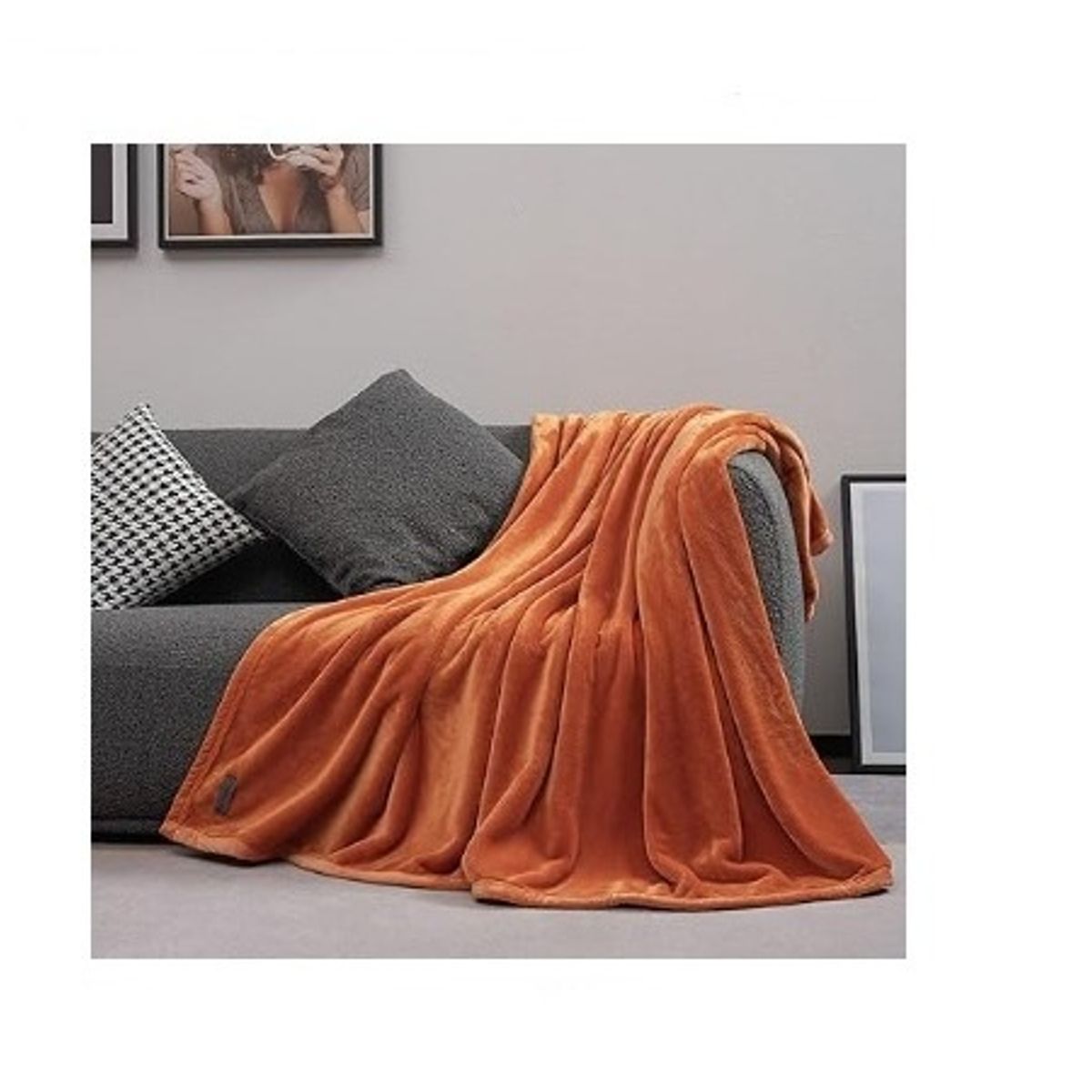 GENERICO - Manta 2 plazas arrullo de felpa de terciopelo suave naranja